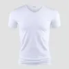Camisetas masculinas 2024 camiseta nova camiseta pura colarinha v colarinho curto tops tees homens camisetas calças pretas t-shist fitness para roupas masculinas 2443