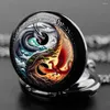 Pocket Watches Mysterio Phoenix Dragon Glass Dome Vintage Quartz Watch Men Women Pendant Necklace Chain Charm Clock smycken gåvor