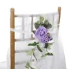 Fleurs décoratives fleur de fête extérieure chaise arrière décoration artificiel tissu de soie légère boucle violette avec banquet de mariage