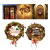 Decorative Flowers Light Up Christmas Door Wreath 35cm Seasonal Garlands For Year Decor