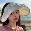 Chapeaux à bord large soleil pour les femmes d'été vide haut de plage chapeau de plage femelle pliable de soleil pli