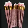 12pcsset Diamondstuddded Makeup Brushes Gems Gems Tools Full Diamond Loose Powder Foundation Brush Bling 240403