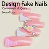 False Nails Pink Press On With Rhinestone Decor Long Lasting Safe Material Waterproof For Women And Girl Nail Salon