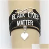 Bracelets de charme infinito vidas negras Matéria Jesus Coração Amor Cartas Moda Moda Balcões de trança de couro para homens Deliciar Deli Dhaxd