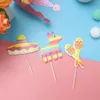 Fournitures festives 42 pièces pics à fruits garniture de dessert gâteau feuilles de palmier décor Cactus en bois pour enfants
