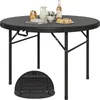 Camp Furniture Wild Dining Table Suitable For Outdoor/indoor 48 Inch Circular Folding Plastic Thick Tabletop And Metal Frame