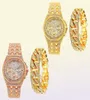 Zegarek na rękę fajną mrożoną bransoletę zegarków dla mężczyzn Kobiety Para luksusowe zegarki Złote Diamond z kubańską biżuterią z łańcucha kropli 7638594