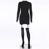 Basis Casual jurken Womens 2021 Fall y vaste kleur lange mouw hoge nek slanke heuphaak sokken voor witte druppel levering kleding vrouwen dhgx7