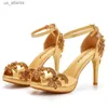 Dress Shoes New Sexy Pumps Sandal Women Wedding Rhinestone Buckle Strap PU 10CM Thin Heels Korean Style Party White H240403