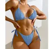 Kvinnors badkläder Kvinnor Sexig 2024 Micro Bikini Brasiliansk rand Solid Color Lace-Up Split Swimsuit Figur Set Set