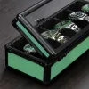 Casos 10 slots Slots Aluminum Lhloy Watches Box New Watch Case Storage Box Gold Transparent Cover Glass Travel Gift Collection Caixas de exibição