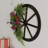 Decorative Flowers Christmas Wreath Wagon Wheel Bowknot Hanging Ornament Year Home Decorations Drop