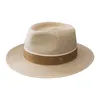 Designer Natural Panama Soft Shaped Straw Hat Summer WomenMen Wide Brim Beach Sun Cap UV Protection Fedora Birthday Gift 240402