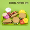 Cozinhas jogam comida novo mini pretende brincar brinquedos de cozinha hamburger cachorro -quente Diy Conjunto Play House Playtime Toys Simulation Food Kitching Kit 2443