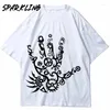 Damen T-Shirts Gothic Women T-Shirts Übergroße Punk schwarze grafische Kleidung Kpop Harajuku Streetwear Femme Hemd Hip Hop Kurzarm