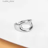 Clusterringe Yysunny Einfache Frauen S925 Sterling Silver Fashion Hollow Open Ring Classic Ladies Schmuck Jubiläum Bankett L240402