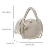 Draw String Mode einfache lässige, vielseitige Damen rund retro gewebte einzelne Schulter -Cross -Body -Tasche im Freien Beach Pendler Aufbewahrungstaschen