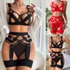 Reggiseni set da donna set di lingerie sexy sexy svuotato biancheria intima con bendaggio solido abbigliamento da sonno porno babydoll erotico