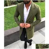 Mens Wool Blends Fashion Men Winter Warm Coat Lapel Outwear Overcoat Long Jacket Peacoat Coats Drop Delivery Apparel Clothing Outerwea Dhbuz