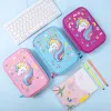 Pens 3d Unicorn Pencil Case School Cute Pencil Box Eva Hard Shell Pen Case Girls Pencil Bag Student Pen Bag Cartoon Kawaii Stationery