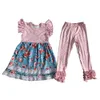 Лето продавать коллекцию детской одежды для маленькой девочки бутик -бутик для летательного рукава брюк костюм модный сгустка 240403