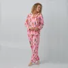 Home Kleding Soft Polyester Loungewear Dames Lange mouw Cardigan Sleepwear Set Autumn Modieuze High-End Feel nauwsluitende pyjama's
