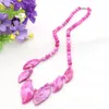 Chaînes 6-14 mm Rounds Round Rose Rose Red Jade Collier Natural Stone Chalcedony Neck Wear Women Fashion Bijoux Making Design