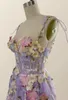 Party Dresses Bafftafe Lavender Floral Short Prom Corset Back Fitted Bones Embroidery Straps Formal Occasion Gowns 2024