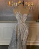 Glamorous Mermaid Prom Dresses Irregular Design Shining Lace Sequins Side Split Court Gown Custom Made Plus Size Party Evening Dress Vestido De Noite