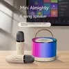 Mikrofonlar K52 Kablosuz Taşınabilir Bluetooth Hoparlör 1-2 Mikrofonlu RGB Müzik Çalar Karaoke Machine Çocuk Ev Hediyesi