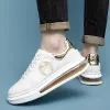 Skor Spring och Autumn Men's Shoes Casual Leather Shoes Men's Air Cushion Small White Shoes Breattable Joker Sport Tide Shoes