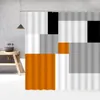 Douchegordijnen Samenvatting Geometrisch gordijn Oranje grijs beige naadloos patroon Modern design kunststof badkamer decor set met haken