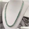 Colares pendentes Gra Moissanite Diamond Tennis Chain Wide 8mm Corte redondo verde azul 925 Sier Hip Hop Drop Deliver