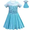 Hela sommaren klor snö drottning II Fancy Princess Dress for Girls Princess Costume Christmas Party Kids Short Sleeve Dresses B3072636