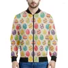 Herrenjacken Bohemian Ostern Eggs Reißverschluss Jacke für Männer Frauen 3d Printed Coat Street Freizeit Reißverschluss auf Langarm Bomber Sweatshirt