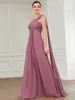 Simple Elegant Evening Dresses Long ALINE OneShoulder Strapless Gown 2024 BAZIIINGAAA of Chiffon Pink Bridesmaid Women Dress 240401