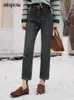 Frauen Jeans Mishow plus Samt direkt für Frauen 2024 Winter Mode hohe Taille dicke warme Knöchel-Länge-Zigarettenhose MXC55K0530