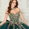 .Luxury Emerald Green Quinceanera Kleider von Schulterballkleid Corset Geburtstagsfeier Kleid Gold Applique Perlen Vestidos de 15 0403