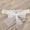 Girls Kids Baby Korea Ivory And White Lace Pearl Rhinestone Flower Headband Baby born Girl Lace Flower Headband 10Pcs/lot 240325