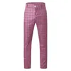 Pantalon pour hommes décontracté à carreaux crayon maigre fermeture éclair taille élastique vêtements de mode pantalon formel classique