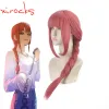 Wigs xi. Rocks 3840 anime testere adamı Makma cosplay uzun örgülü düz sentetik saç Cadılar Bayramı Kırmızı Rol Oyun Peruk