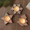 Świecane uchwyty choinki płatek śniegu drewniany uchwyt świecznik 2024 dekoracje do domu ozdoby na świąteczność