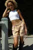 女性のショーツ女性弾性ウエストカジュアルトレンディなトレンディな格子縞のプリントバケーションビーチストリートウェア用の夏のショートパンツ