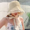 Cappelli larghi estate per donne cappello da sole spiaggia in pizzo nastro di carta per vacanza di carta paglia da viaggio da viaggio all'aperto pieghevole