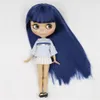 ICY DBS Blyth doll 16 bjd blue hair natural skin tan super black joint body shiny face 30cm anime girls gift 240403
