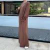Vêtements ethniques sous Abaya Inner Long Slip Robe Couleur solide Couettes smockées