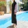 set Burkini Femme Muslim Swimwear Women 2022 Long Sleeve Swimsuit Islamic Swimming Suit Modest Robes Plain Swimwear with Hijab Wear