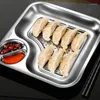 Plates Serving Platters And Trays Stainless Steel Dumpling Tray Plate With Dipping Section Double Layer Appetizer