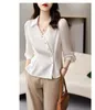 Workplace Clean Commuting Slimming and Stylish Casual V-neck Shirt Womens Light High-end Feeling Royal Sister Waist Up