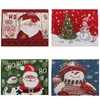 Tischmatten 4/6pcs Weihnachtsdekoration Stricktuch Santa Schneemann Tischblätter Tischemat für Essmatten El Küchenzubehör